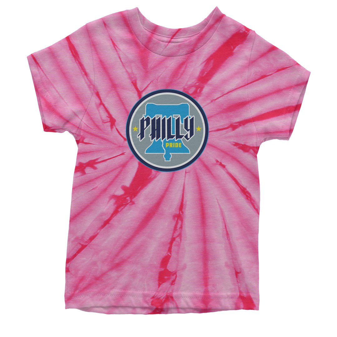 Philly Pride Liberty Bell Youth T-shirt Tie-Dye Spider Pink