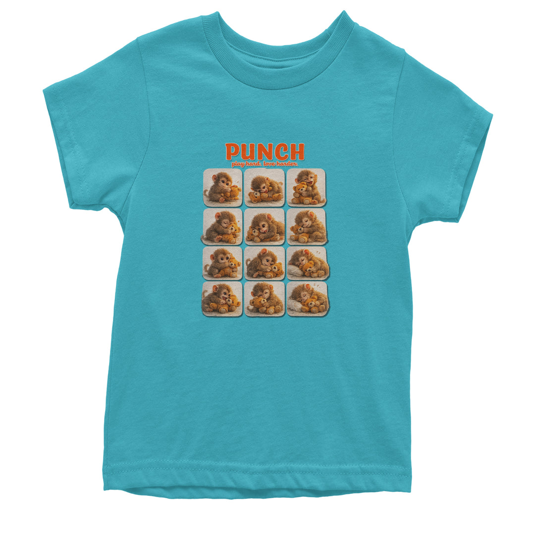 Punch Play Hard Love Harder Youth T-shirt Teal