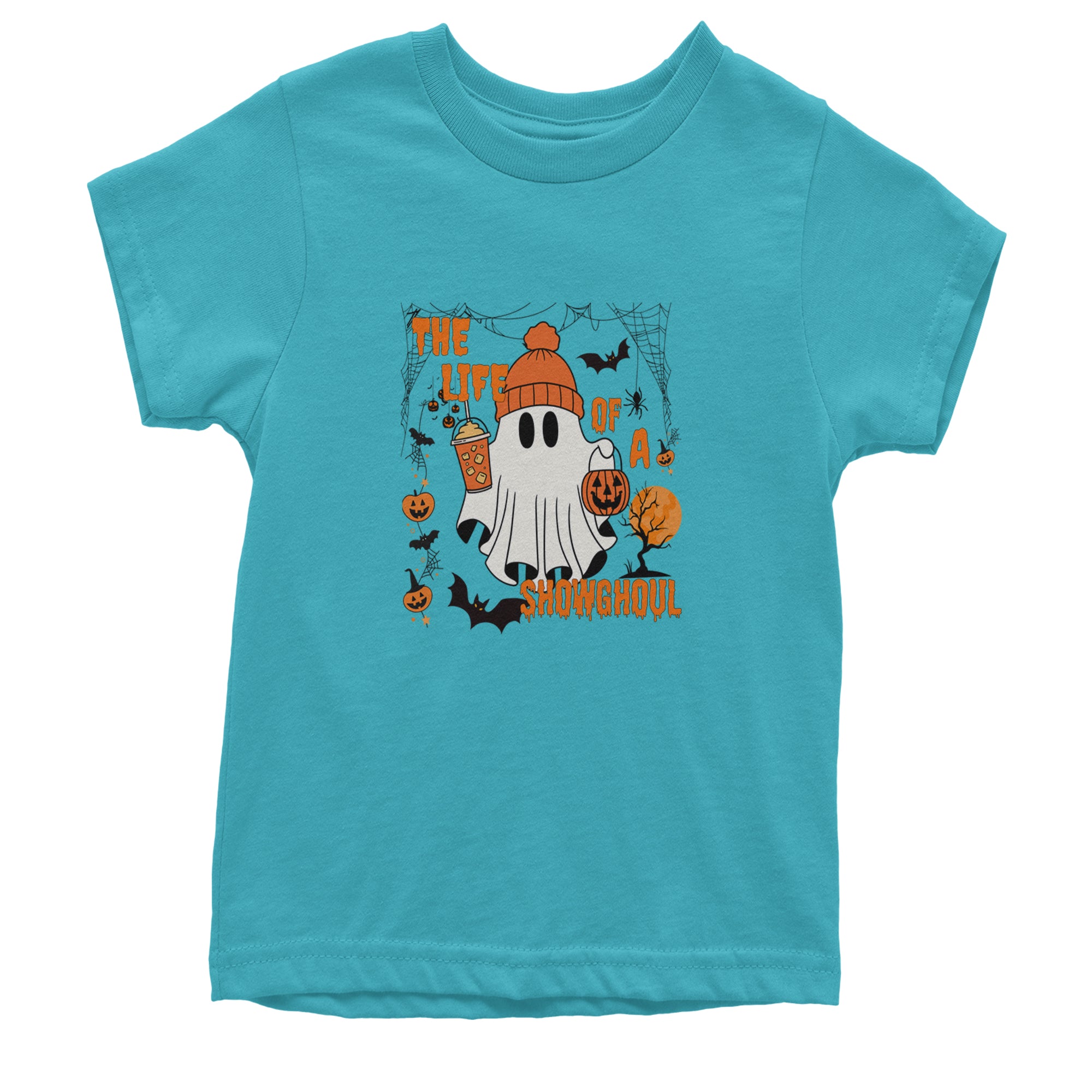 Life of a Showghoul Halloween Showgirl Vibes Youth T-shirt Teal