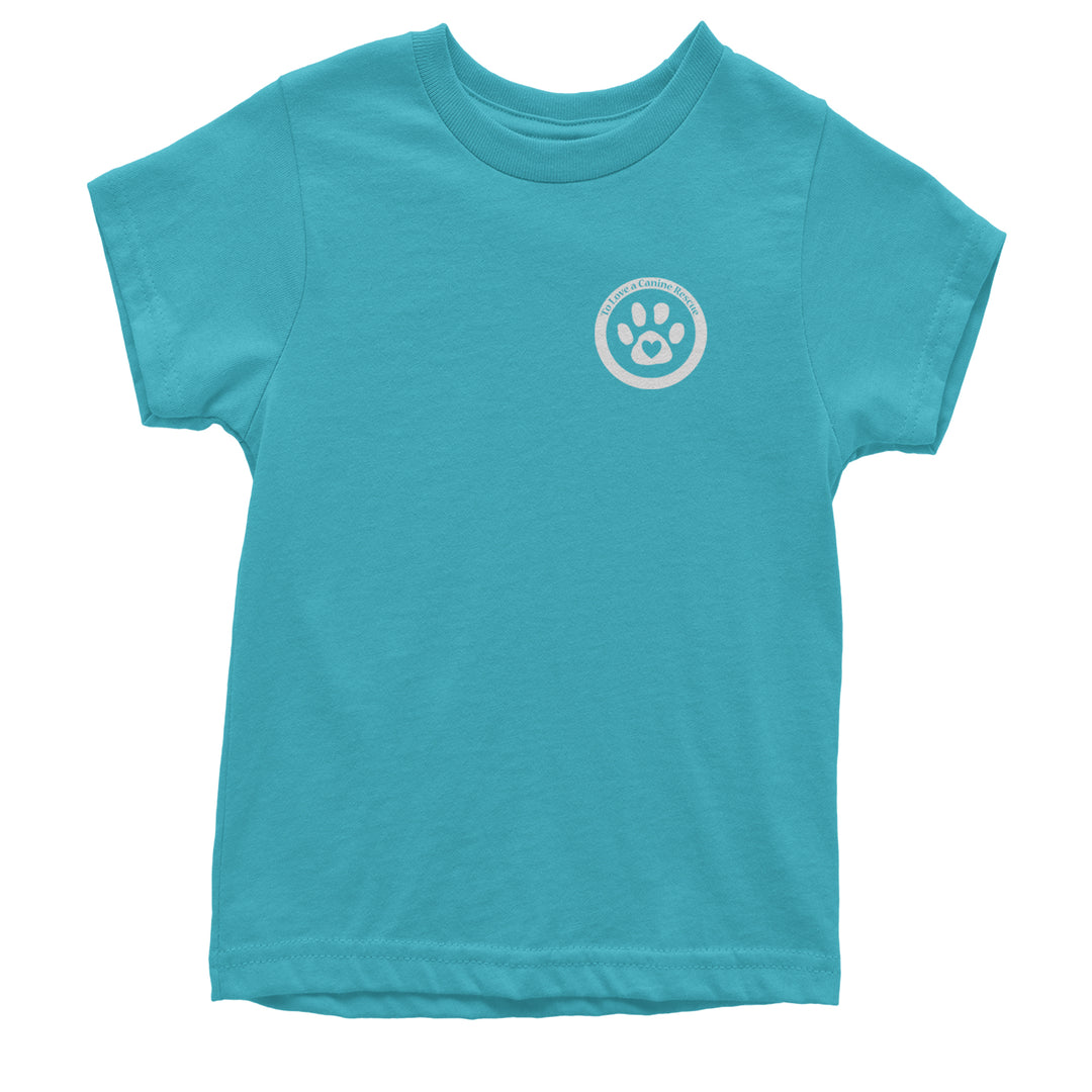 TLC To Love a Canine Dog Rescue White Youth T-shirt Teal