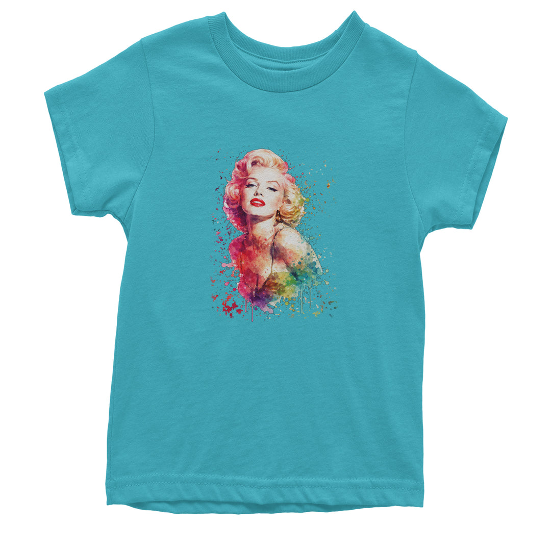 Mrs. Monroe Watercolors Bombshell Youth T-shirt Teal