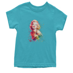 Mrs. Monroe Watercolors Bombshell Youth T-shirt Teal
