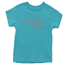 Beautiful Chaos Glitter Music Festival Youth T-shirt Teal