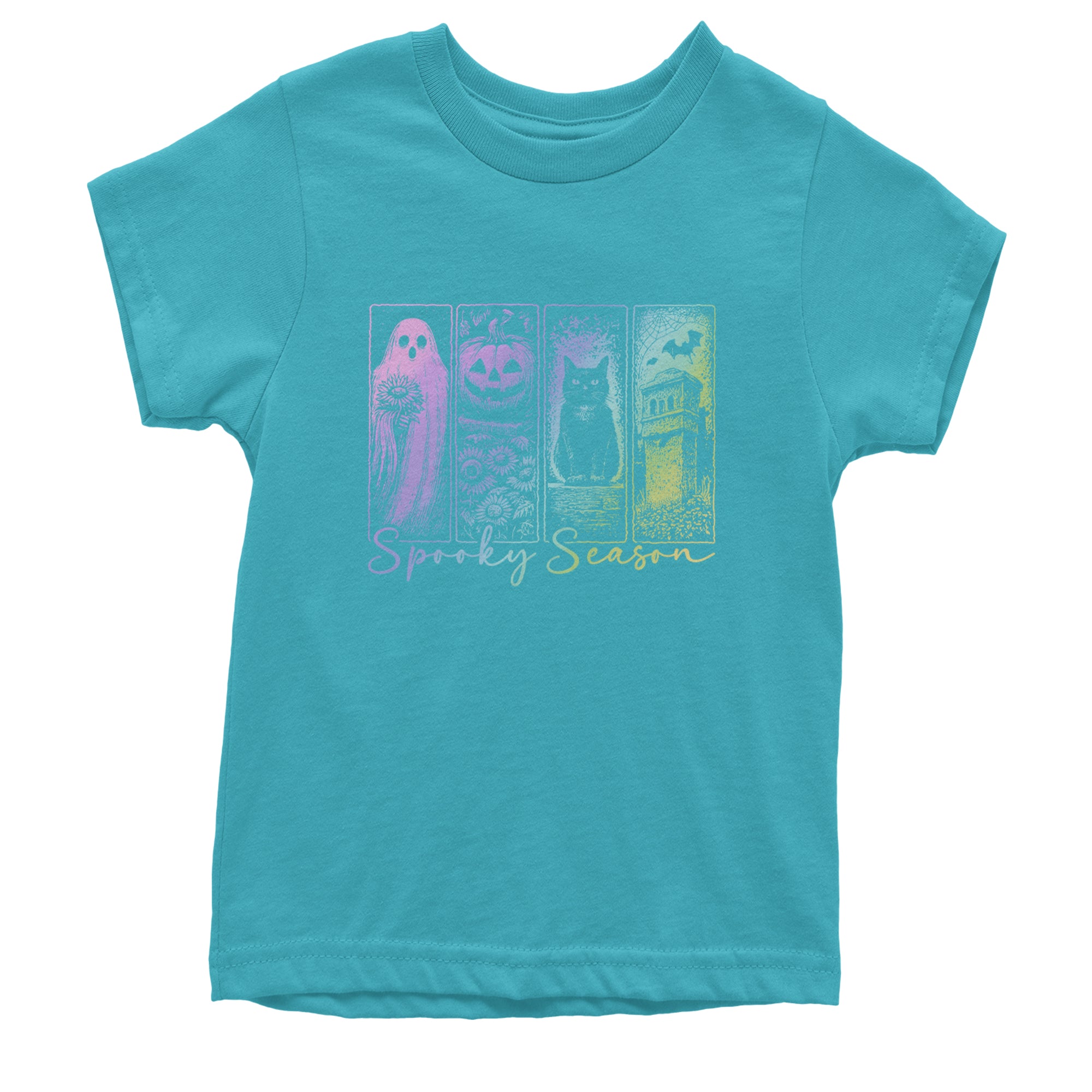 Spooky Season Cute Pastel Halloween Design Youth T-shirt Teal
