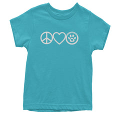 Peace, Love and TLC Dog Rescue Youth T-shirt Teal