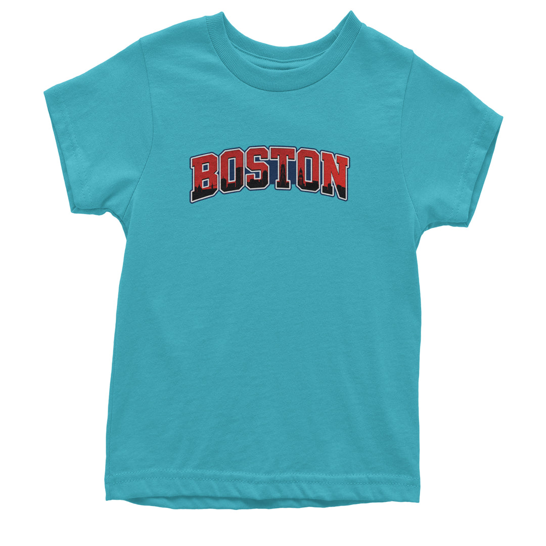 Boston City Pride Skyline Youth T-shirt Teal