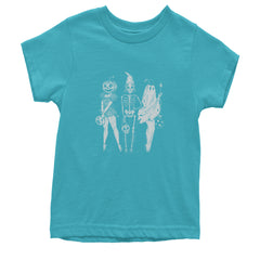 Vintage Spooky Squad Pinup Halloween Design Youth T-shirt Teal