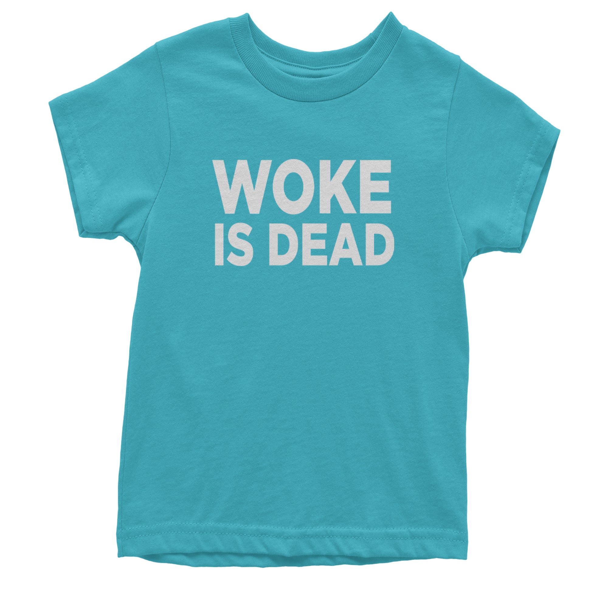 Woke Is Dead Satire Youth T-shirt Teal