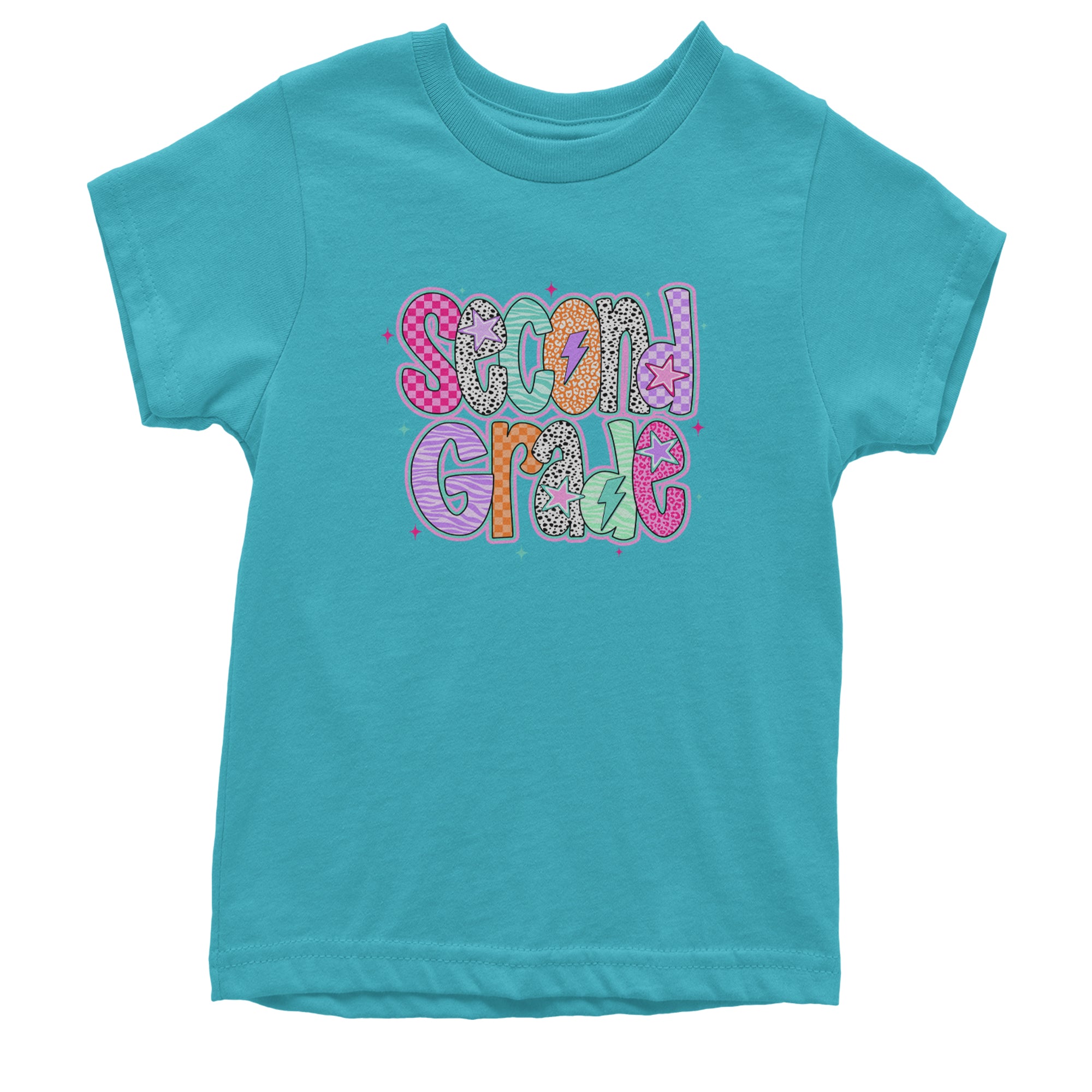 Second Grade Star Colorful Back to School Youth T-shirt Teal
