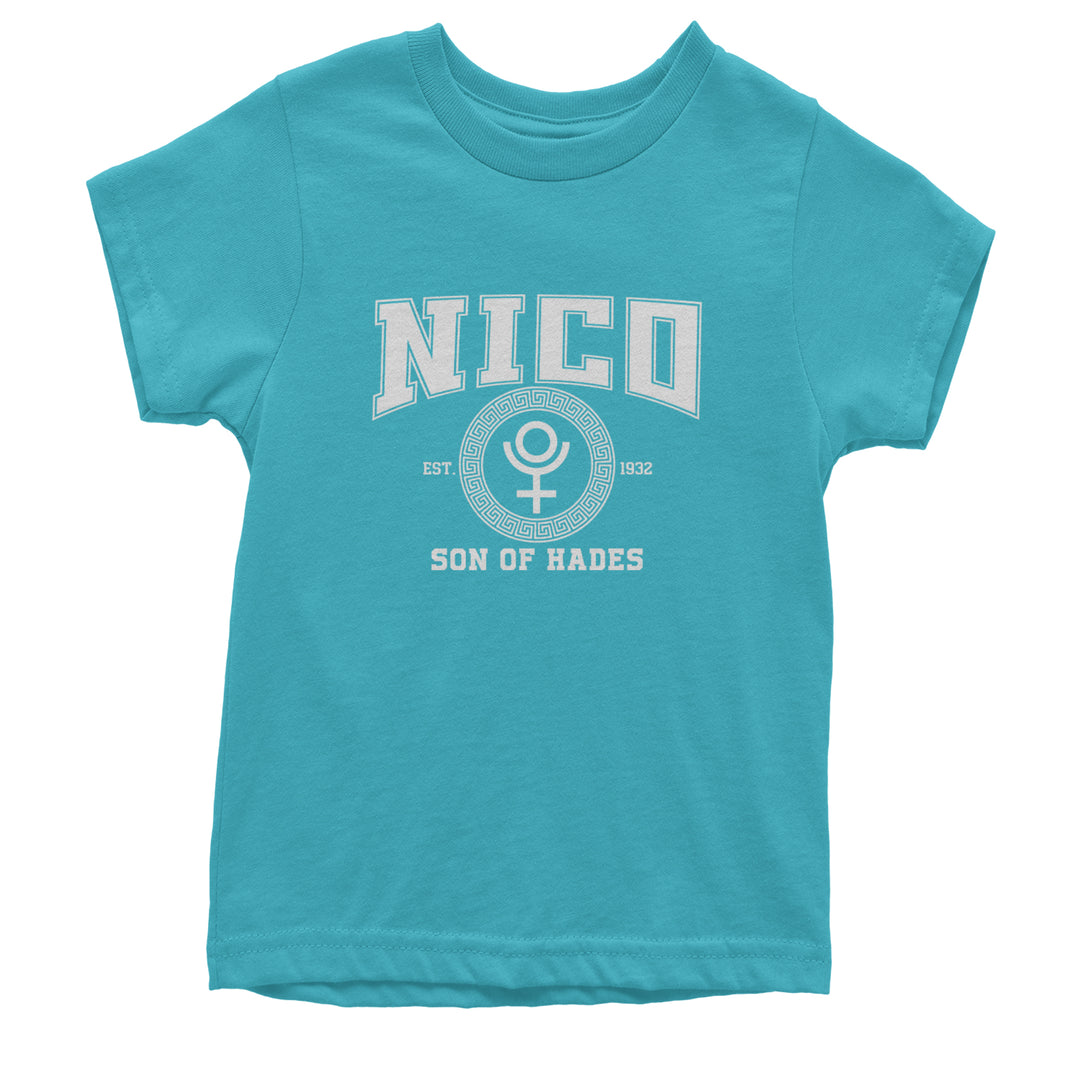 Nico Son of Hades Underworld Crest Youth T-shirt Teal