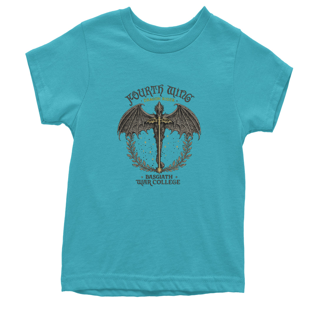 Fourth Wing Dragon Rider Vintage Basgiath War College Youth T-shirt Teal