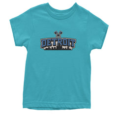 Detroit Motor City Retro Piston Youth T-shirt Teal