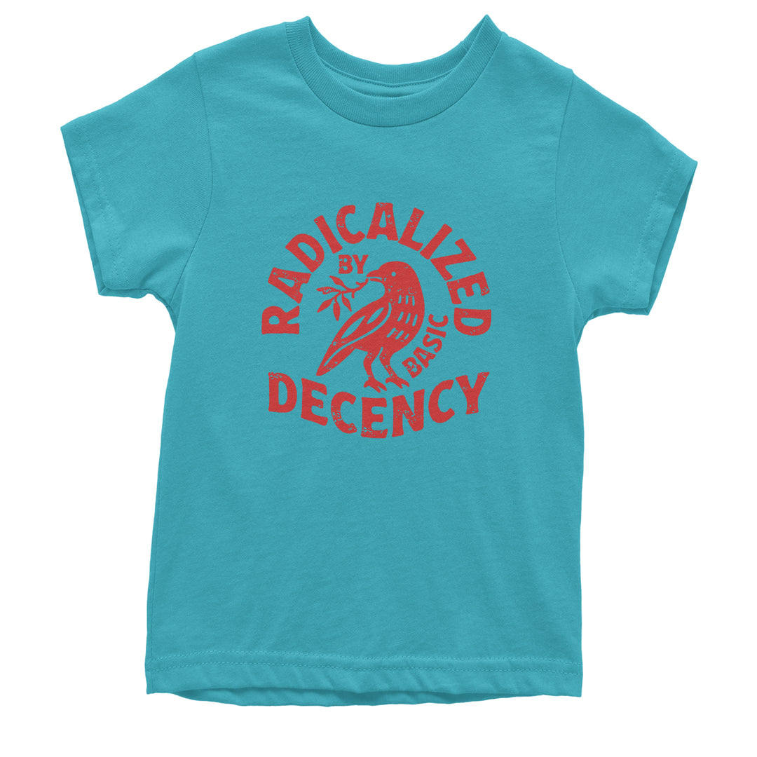 Radicalized by Basic Decency Dove Protest Statement Youth T-shirt Teal