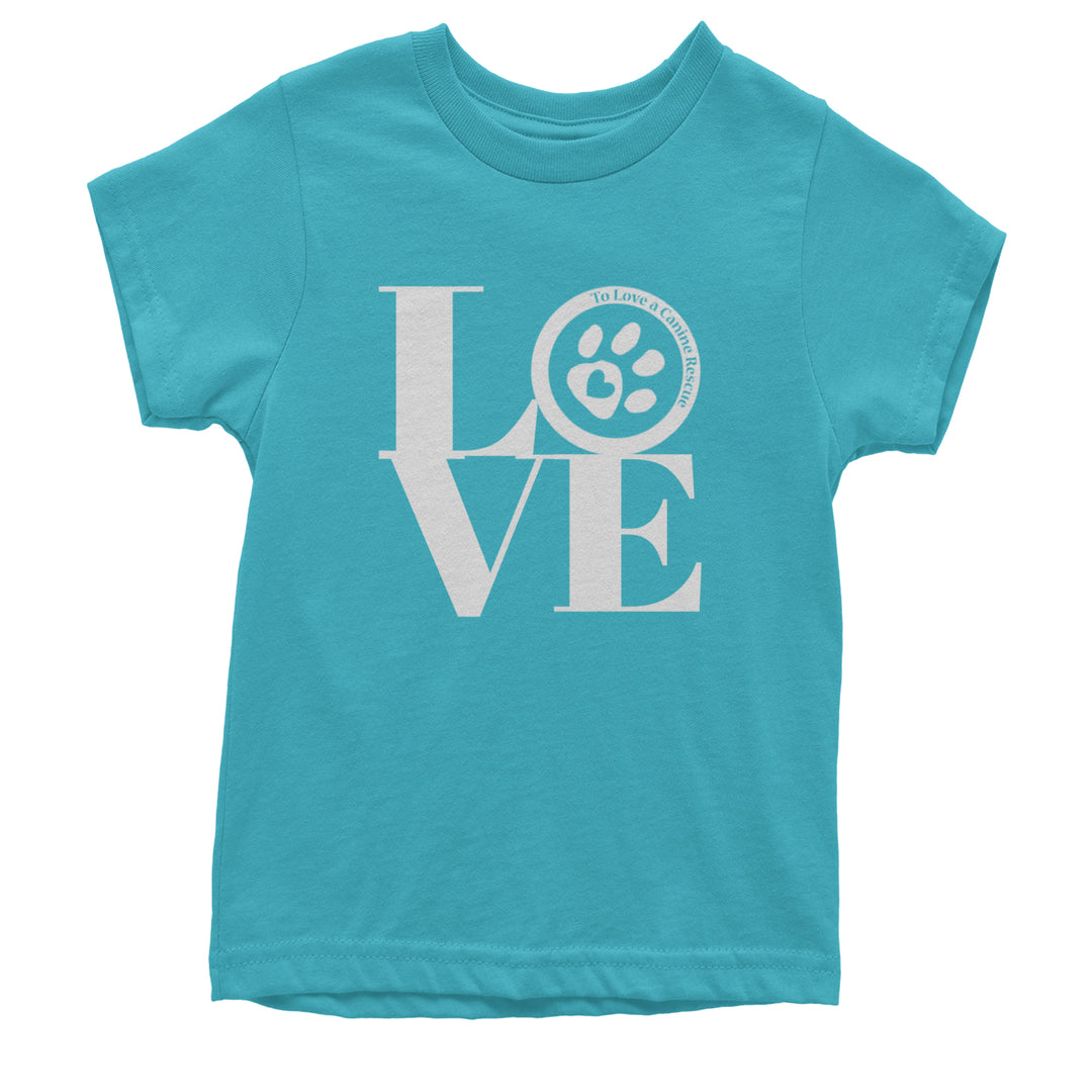 TLC LOVE Dog Rescue Youth T-shirt Teal