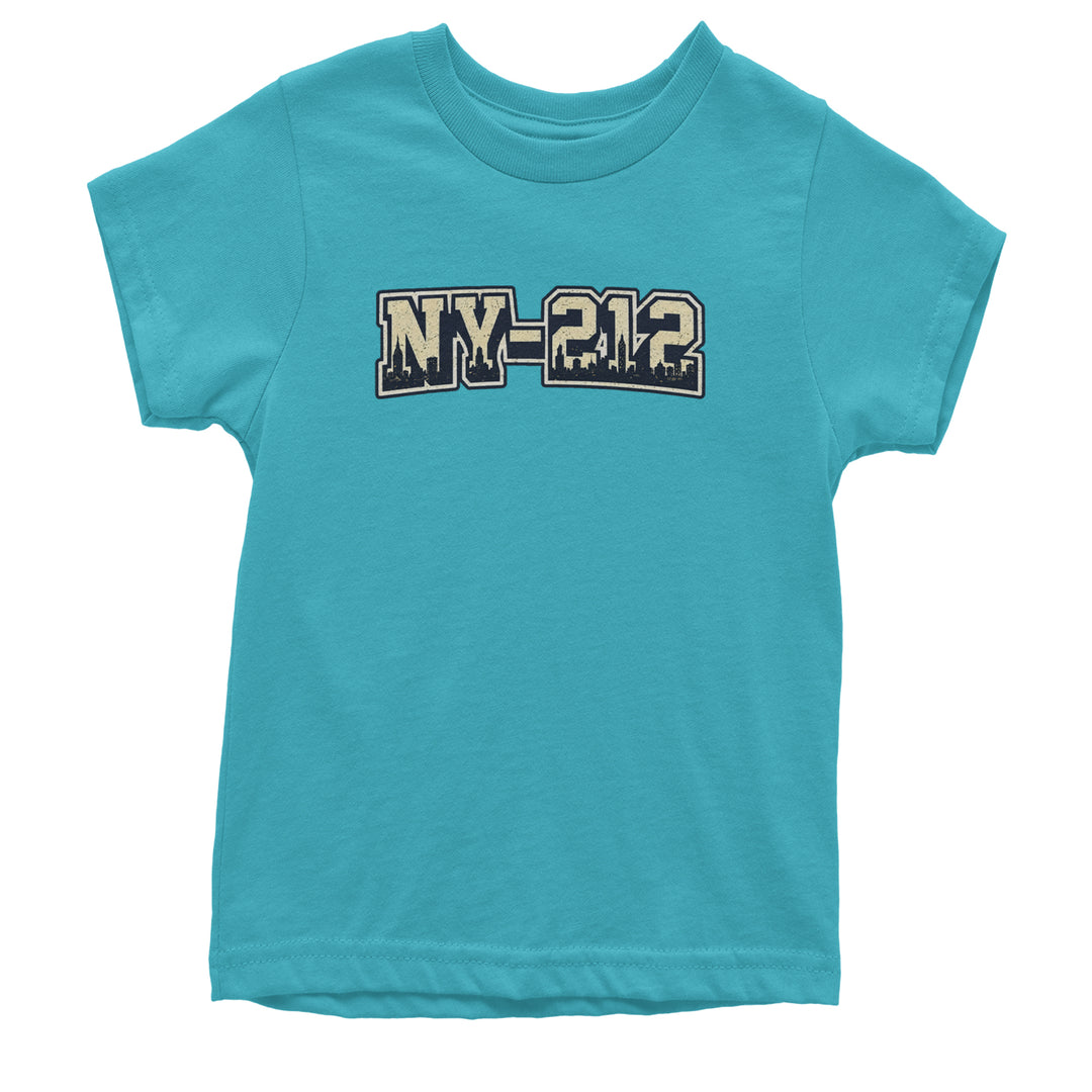 New York City 212 Area Code Skyline  Youth T-shirt Teal