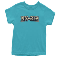 New York City 212 Area Code Skyline  Youth T-shirt Teal