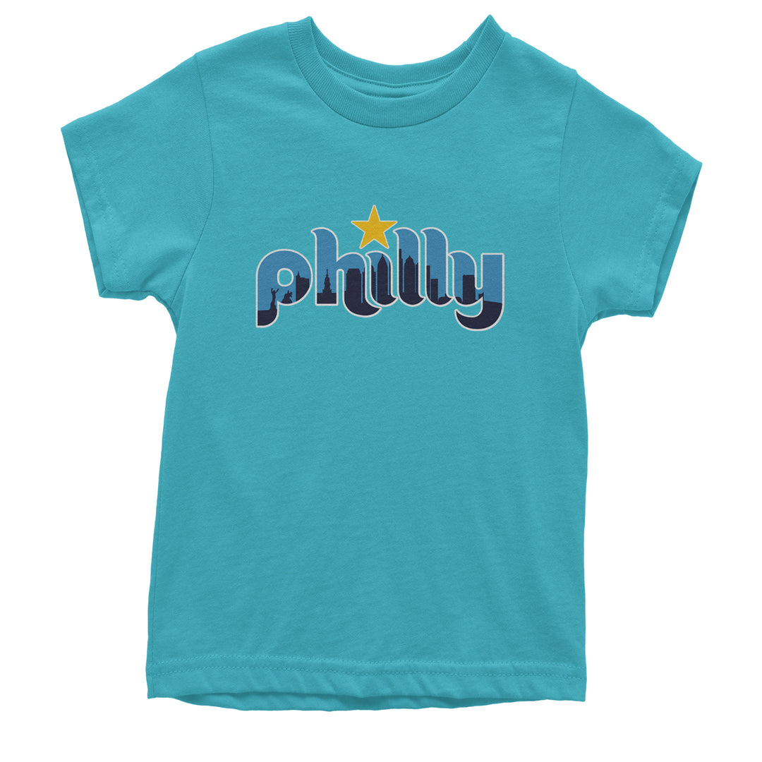Skyline Philly Philadelphia Youth T-shirt Teal