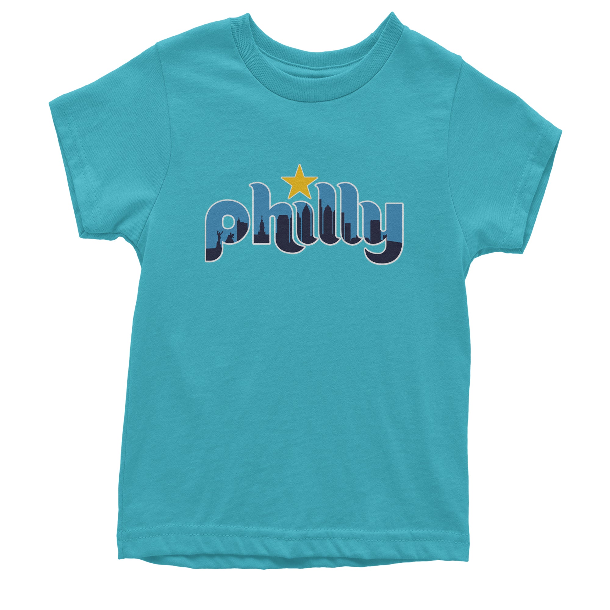 Skyline Philly Philadelphia Youth T-shirt Teal