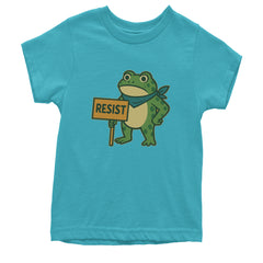 Sign Resist Meme Frog Protest Youth T-shirt Teal
