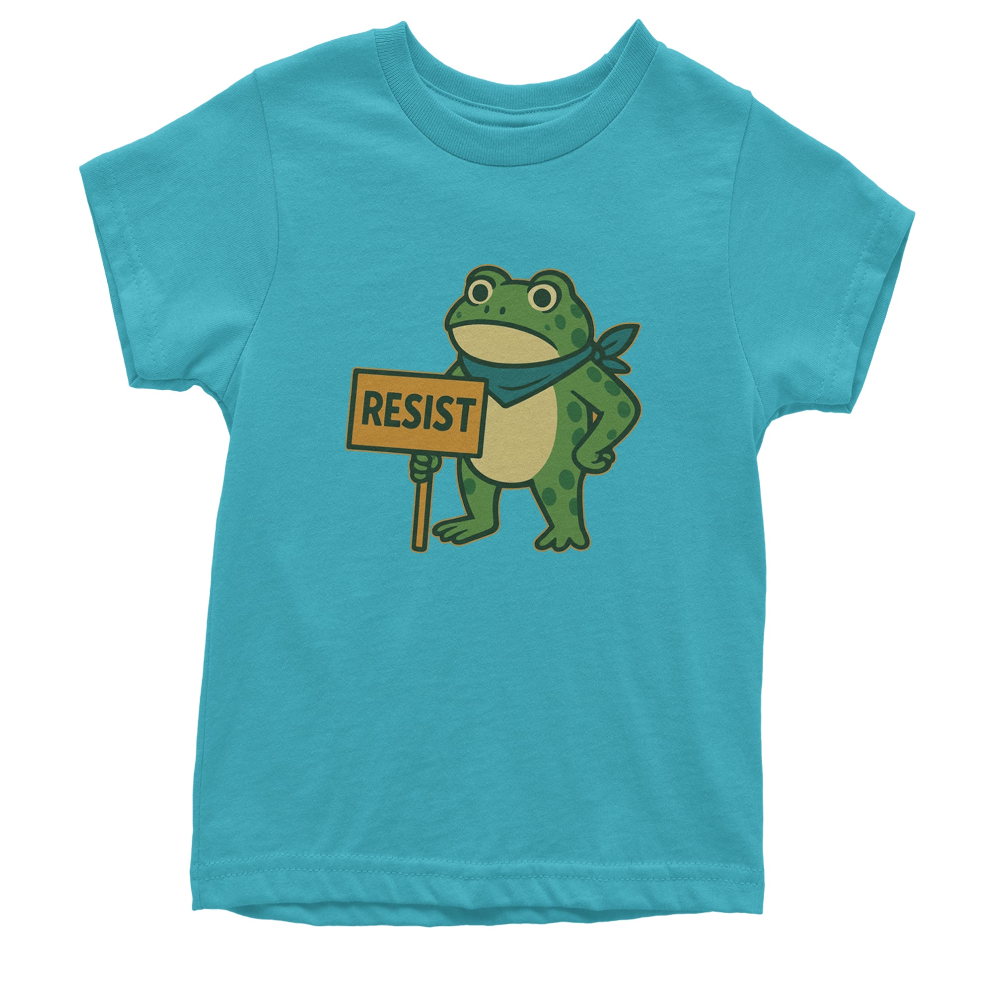 Sign Resist Meme Frog Protest Youth T-shirt Teal