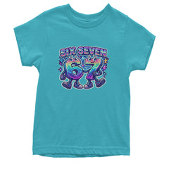 Six Seven 67 Retro Pixel Buddies Youth T-shirt Teal