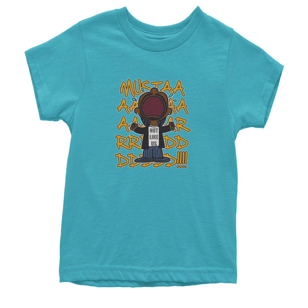 MUSTARD! Not Like Us Tv Off graphic on Kids' Heavyweight Cotton T-Shirt in Teal