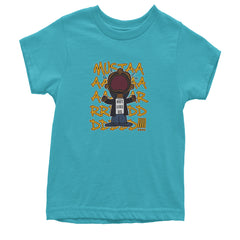 MUSTARD! Not Like Us Tv Off graphic on Kids' Heavyweight Cotton T-Shirt in Teal