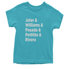 Jeter & Williams & Posada & Pettitte & Rivera Youth T-shirt Teal