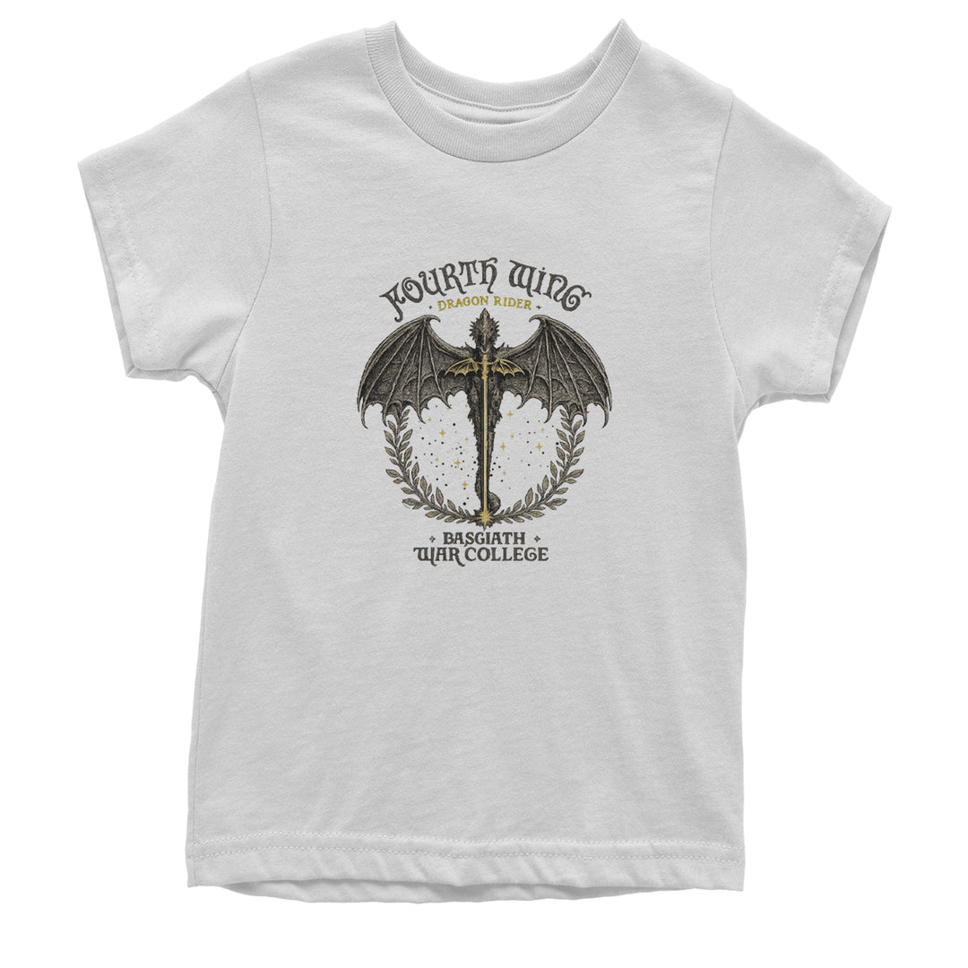 Fourth Wing Dragon Rider Vintage Basgiath War College Youth T-shirt White