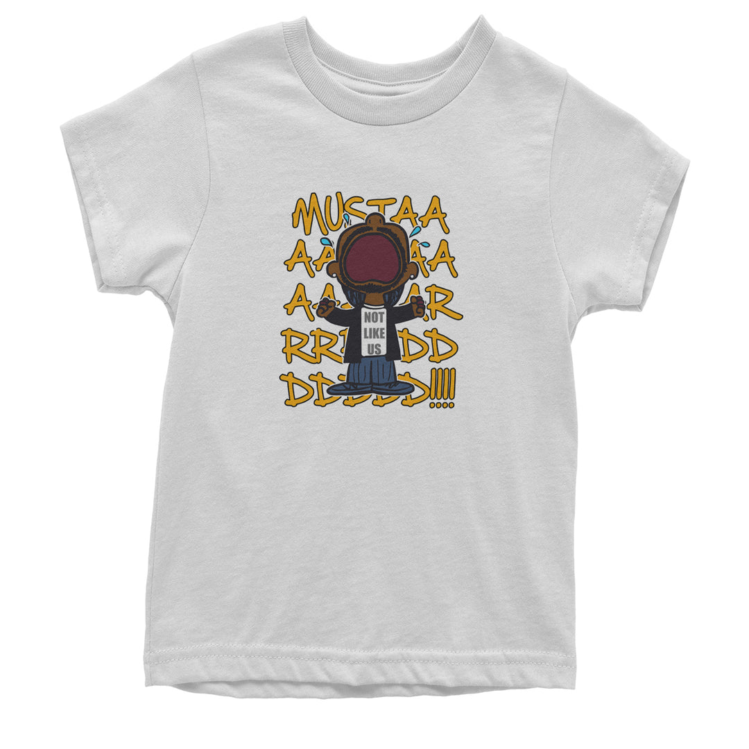 MUSTARD! Not Like Us Tv Off graphic on Kids' Heavyweight Cotton T-Shirt in White