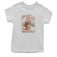 Quest Squad Broccoli Cat Fantasy Reader  Youth T-shirt White