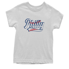 Philly Baseball Stitching graphic on Kids' Heavyweight Cotton T-Shirt in White