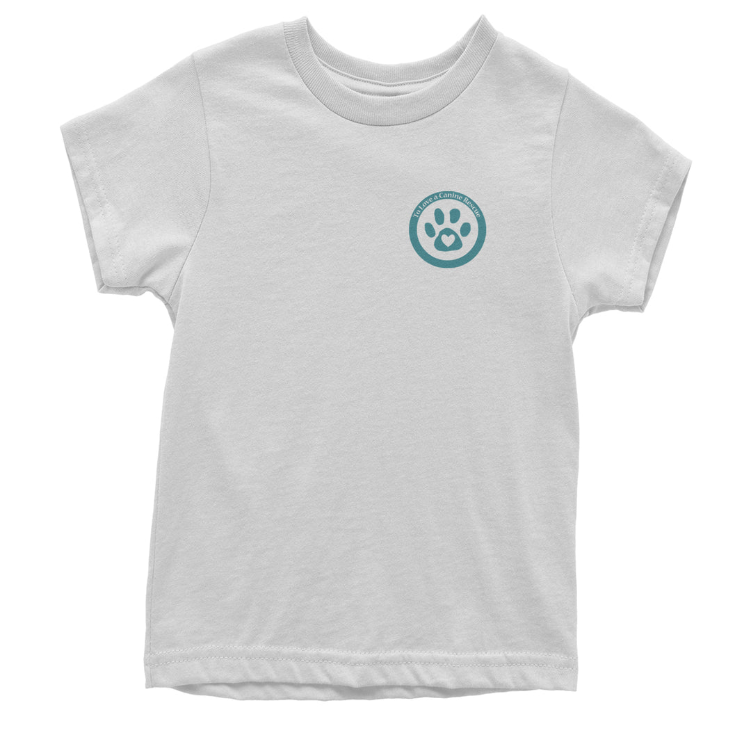 TLC To Love a Canine Dog Rescue Teal Youth T-shirt White