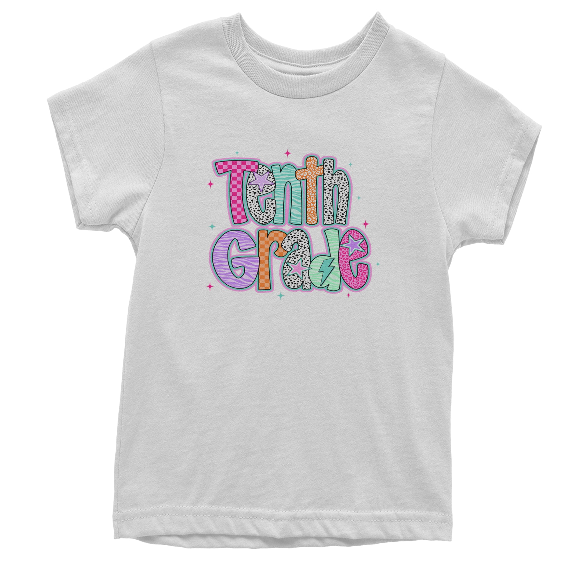Tenth Grade Trendsetter Colorful Back to School Youth T-shirt White