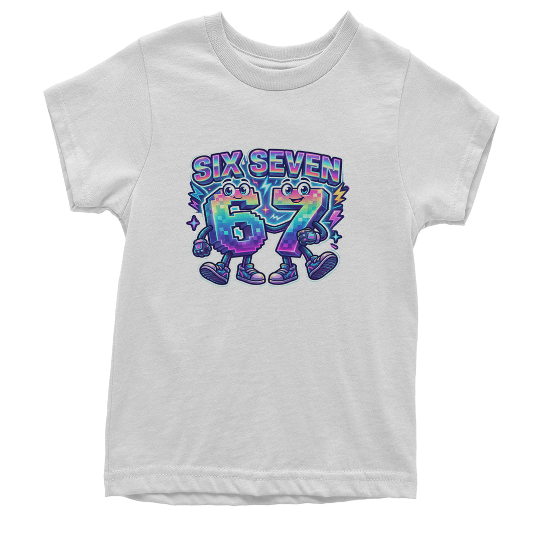 Six Seven 67 Retro Pixel Buddies Youth T-shirt White
