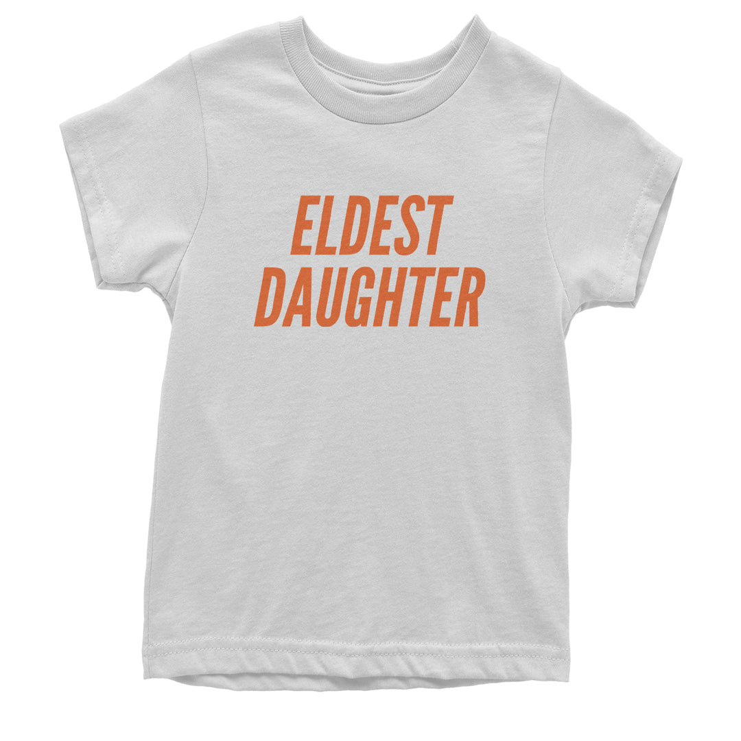 Eldest Daughter graphic on Kids' Heavyweight Cotton T-Shirt in White