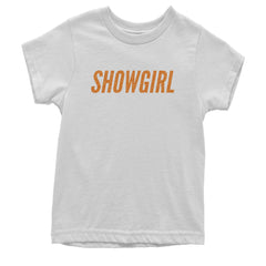 Showgirl Orange Glitter Youth T-shirt White