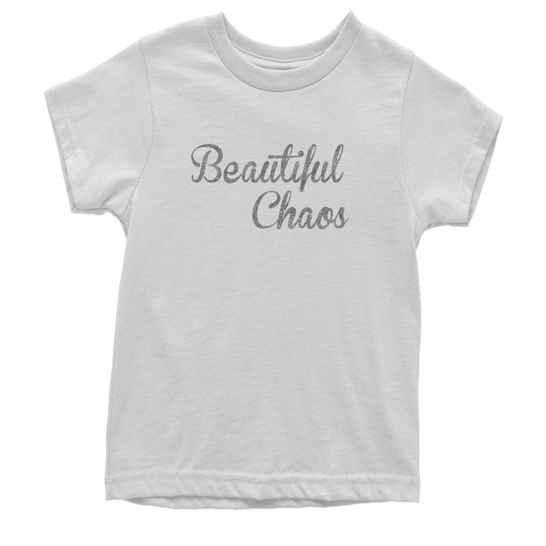 Beautiful Chaos Glitter Music Festival Youth T-shirt White