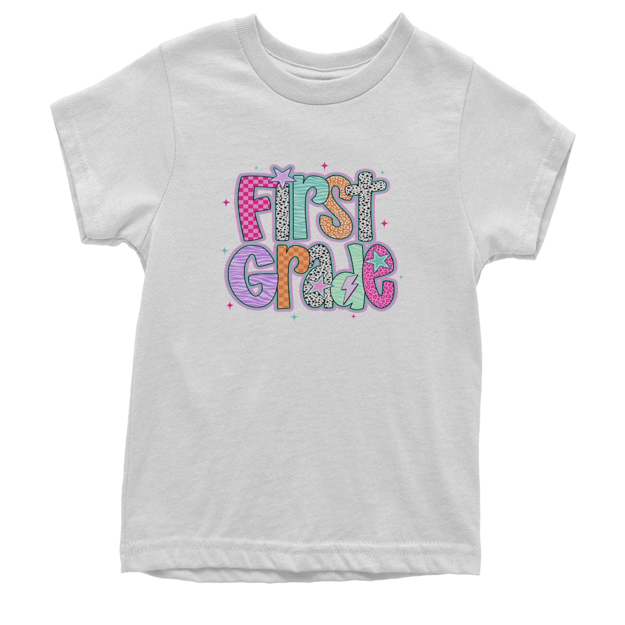 First Grade Vibes Colorful Back to School Youth T-shirt White