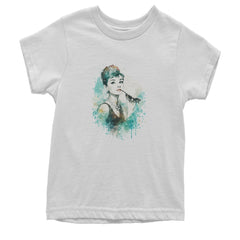 Mrs. Herpburn Iconic Watercolors Youth T-shirt White