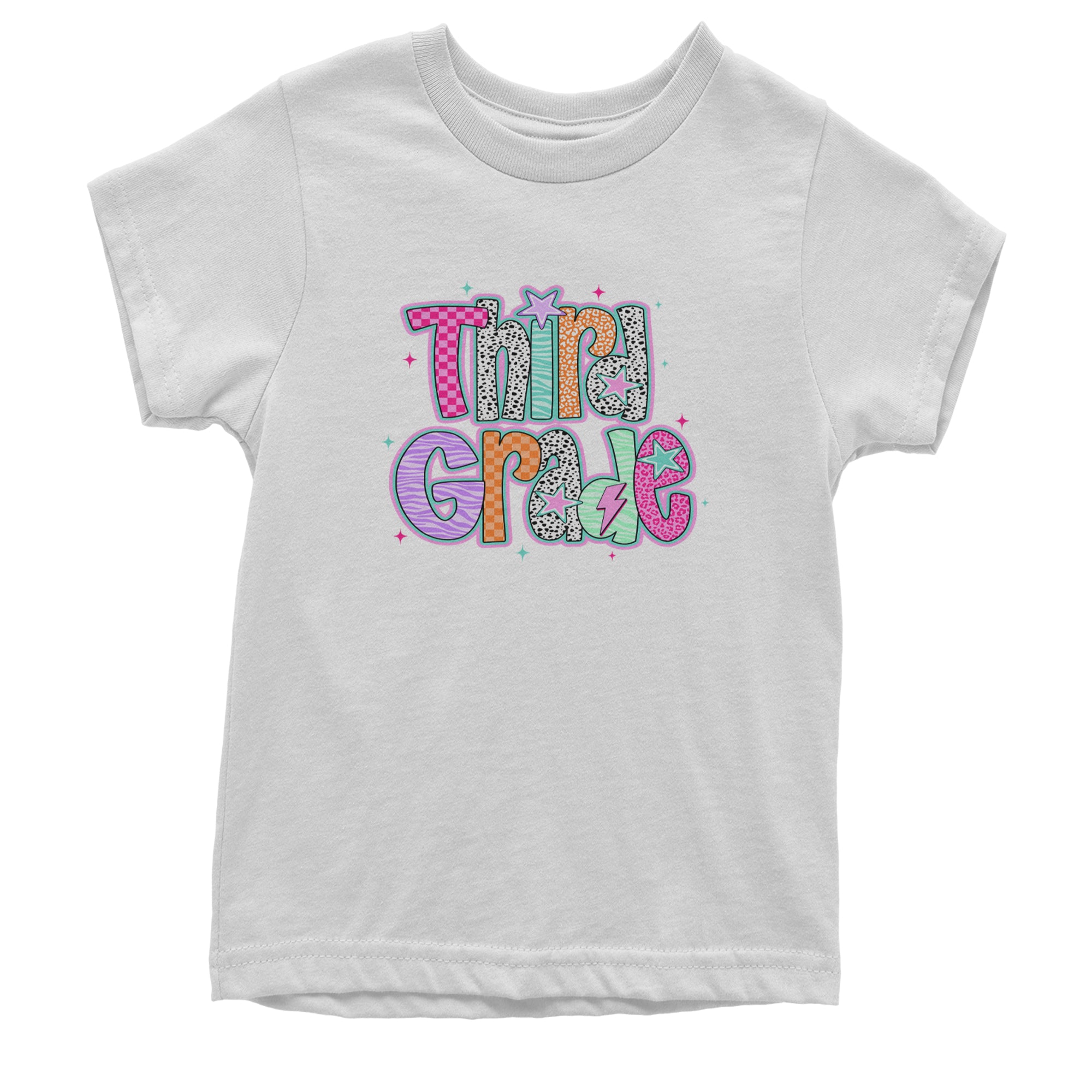 Third Grade Thunder Colorful Back to School Youth T-shirt White