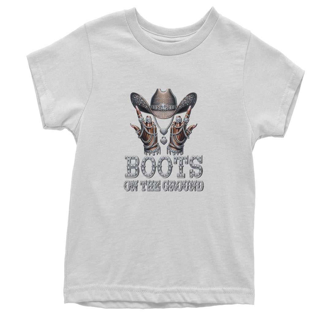 Boots On The Ground Bling Youth T-shirt White