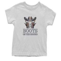 Boots On The Ground Bling Youth T-shirt White