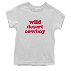 Retro bubble-letter "wild desert cowboy" western typography on a Kids' Heavyweight Cotton T-Shirt