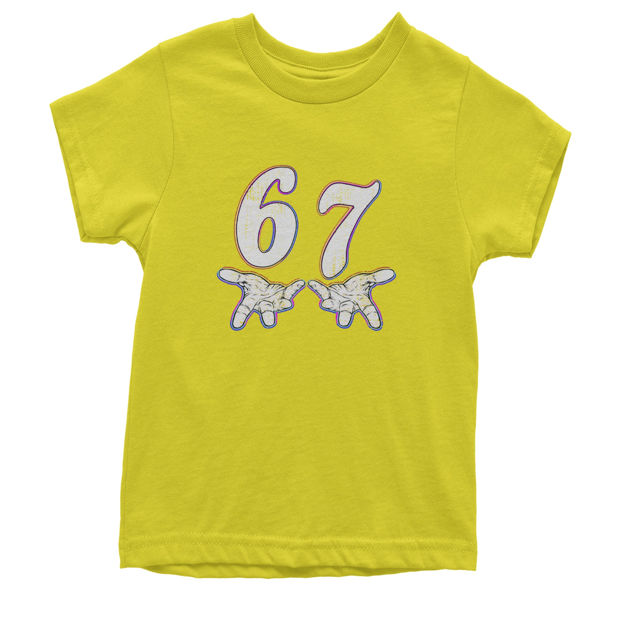 67 Hands Meme Viral Drill Youth T-shirt Yellow