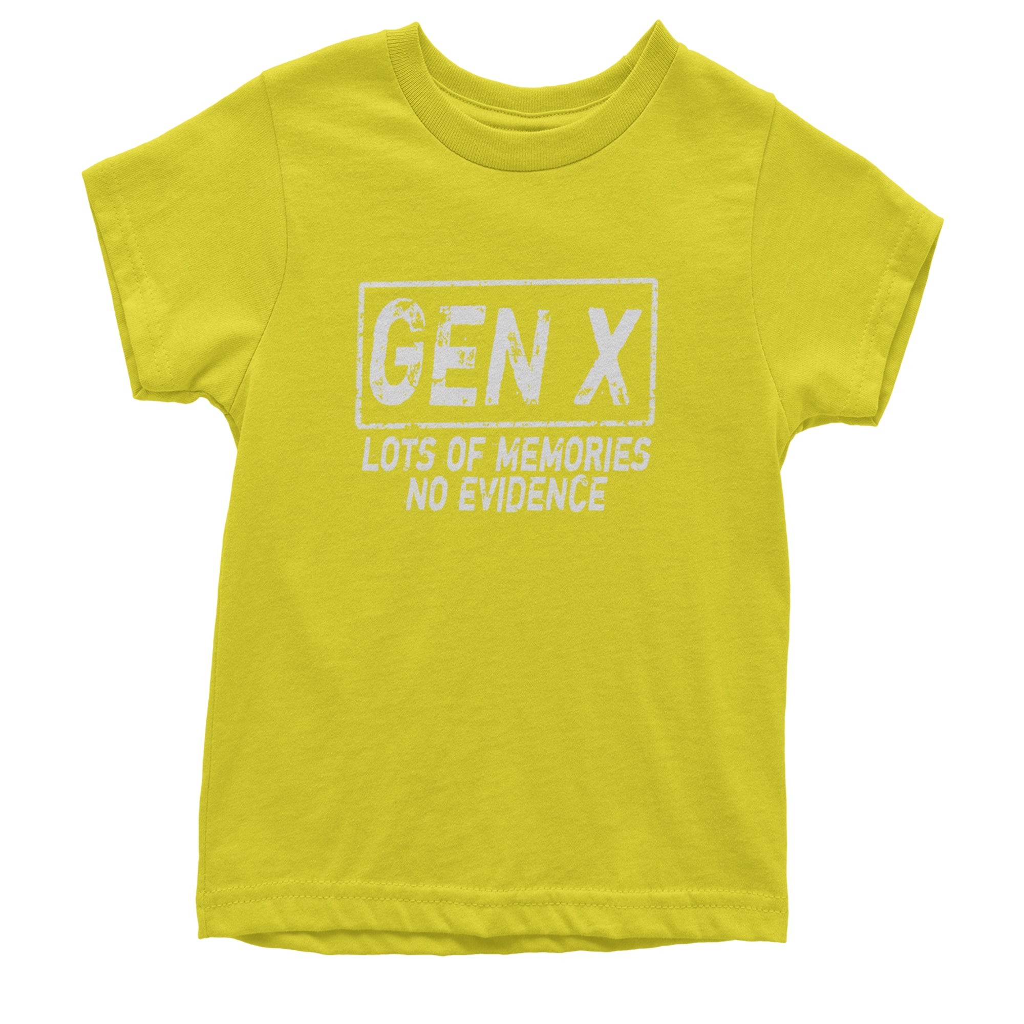 Gen X Lots of Memories No Evidence Nostalgia Youth T-shirt Yellow