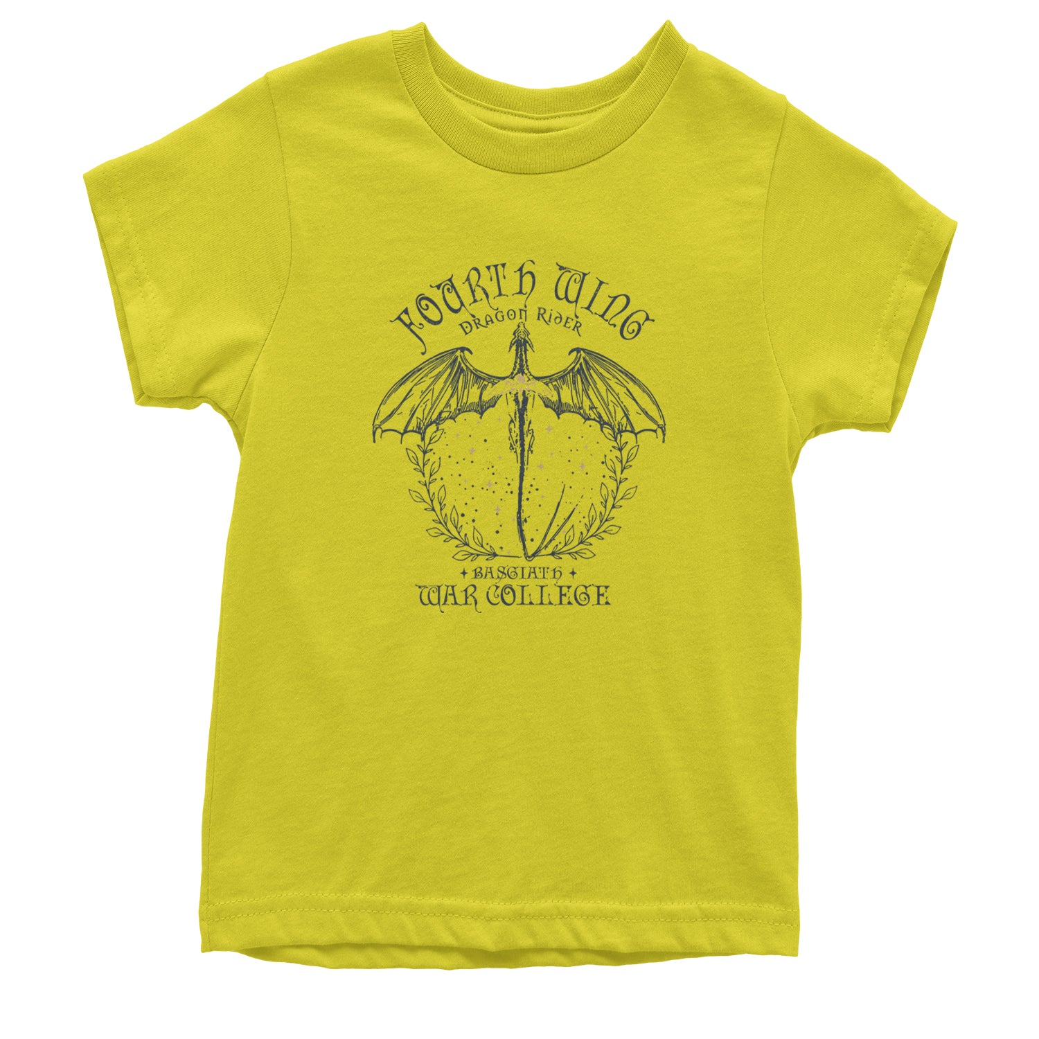 Fourth Wing Dragon Rider Vintage Basgiath War College Youth T-shirt Yellow