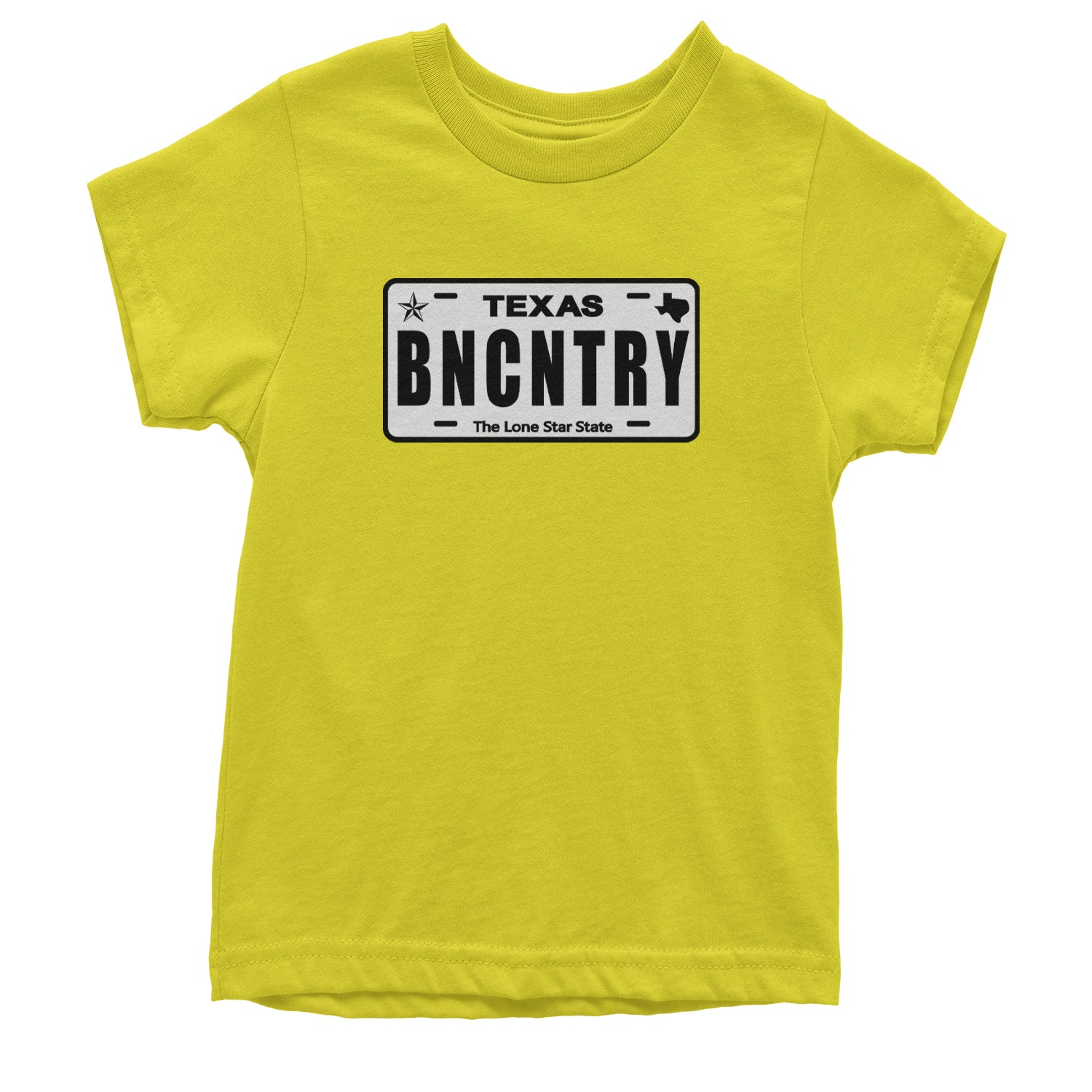 Texas License Plate BNCNTRY Youth T-shirt Yellow