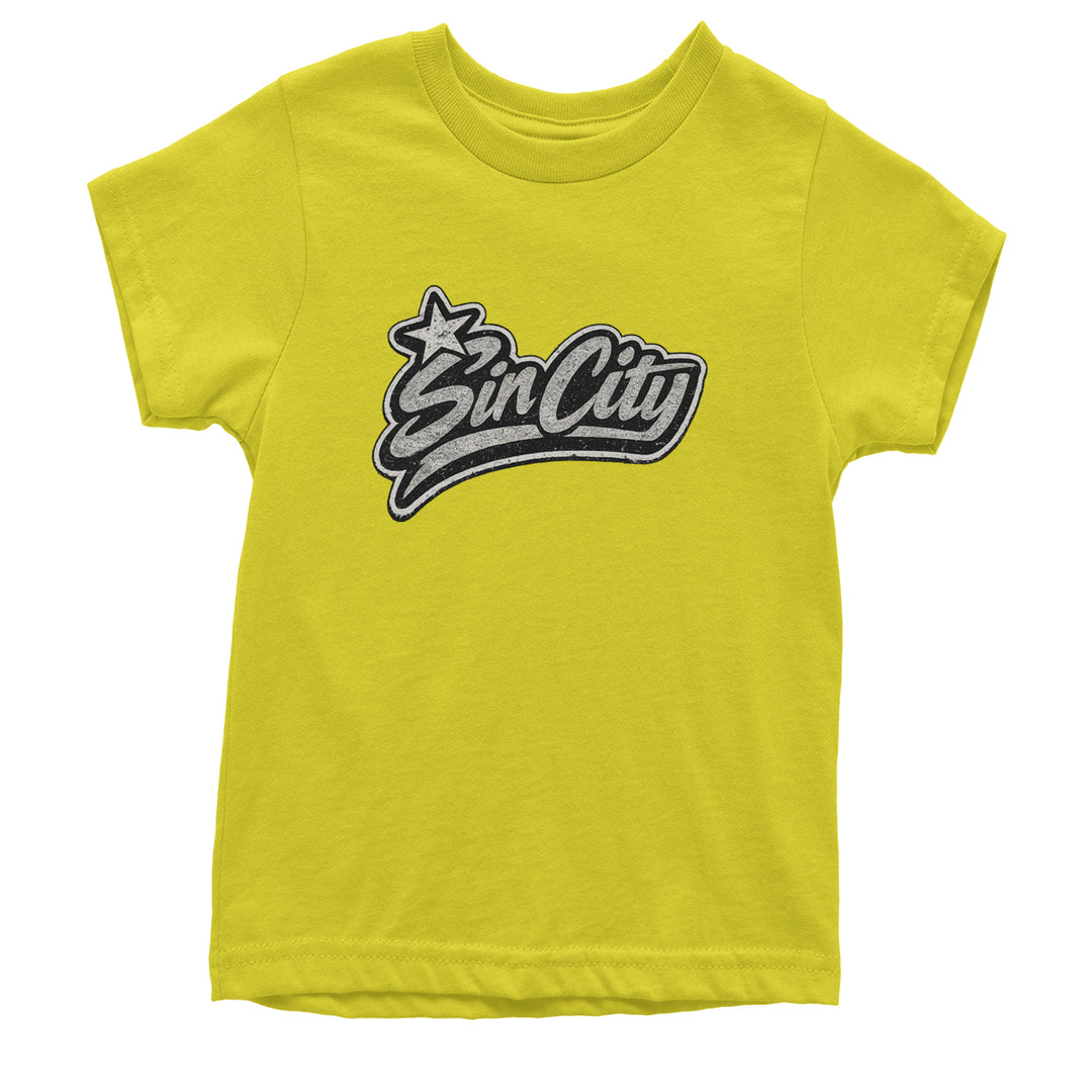 Sin City Vegas Retro Vintage Youth T-shirt Yellow
