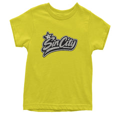 Sin City Vegas Retro Vintage Youth T-shirt Yellow